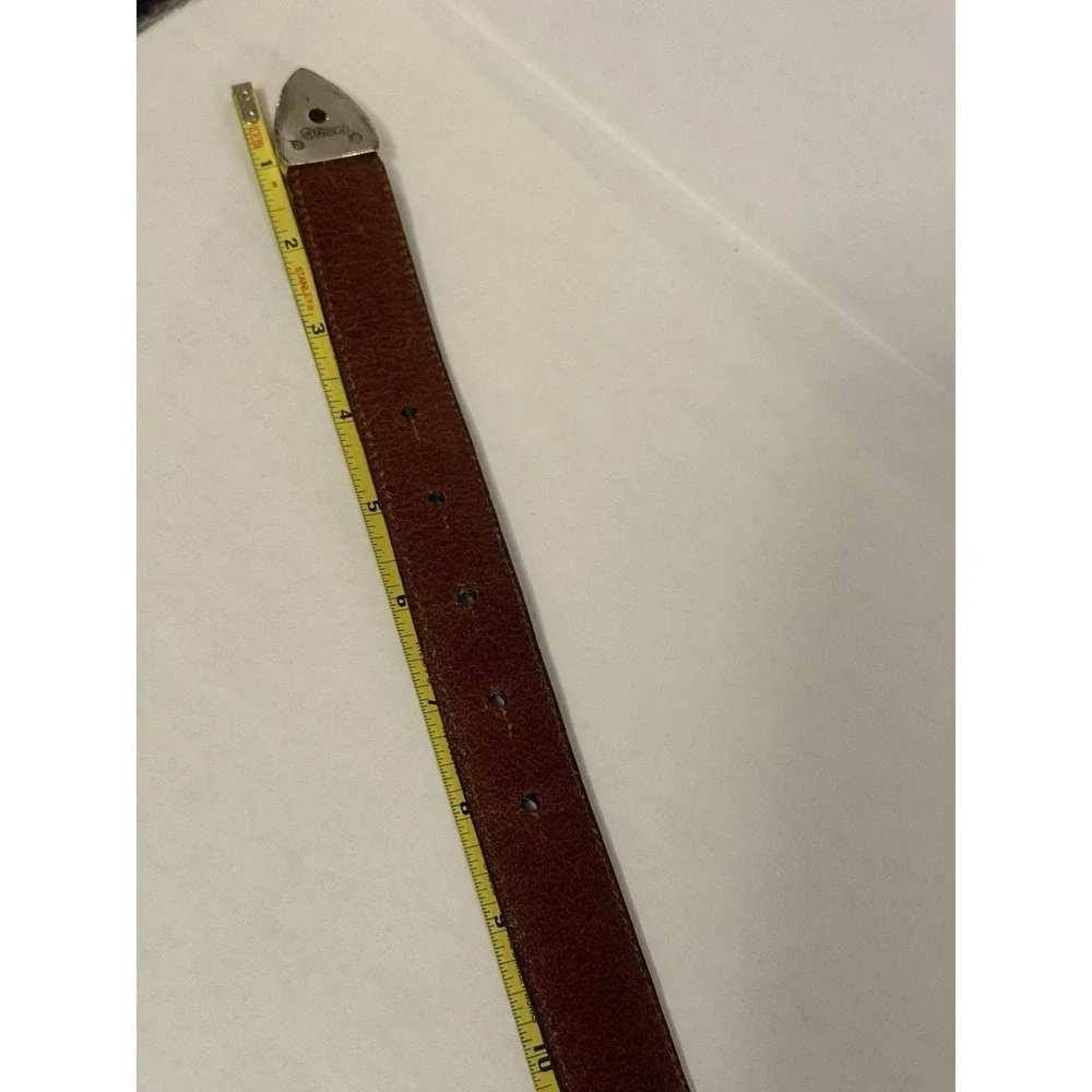 Brighton Disney Mickey Minnie Brown Leather Belt, Silver Heart Buckle Sz 26